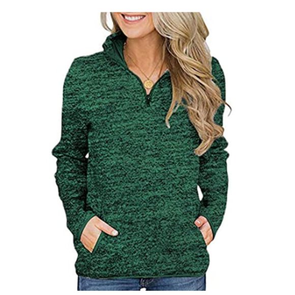 Casual Stand Collar Sweatshirt Long Sleeve Quarter